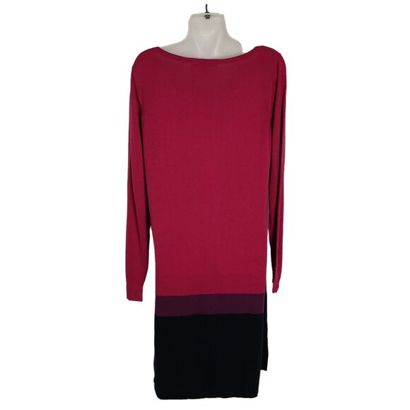 Fever Womens Sweater Dress Large Pink Long Sleeve Knit Knee Length Color Block - Picture 2 of 10